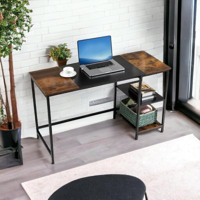 Modern Industrial Style Computer Desk with Shelves - 47.2 inch