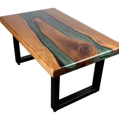 Epoxy resin walnut wood coffee table